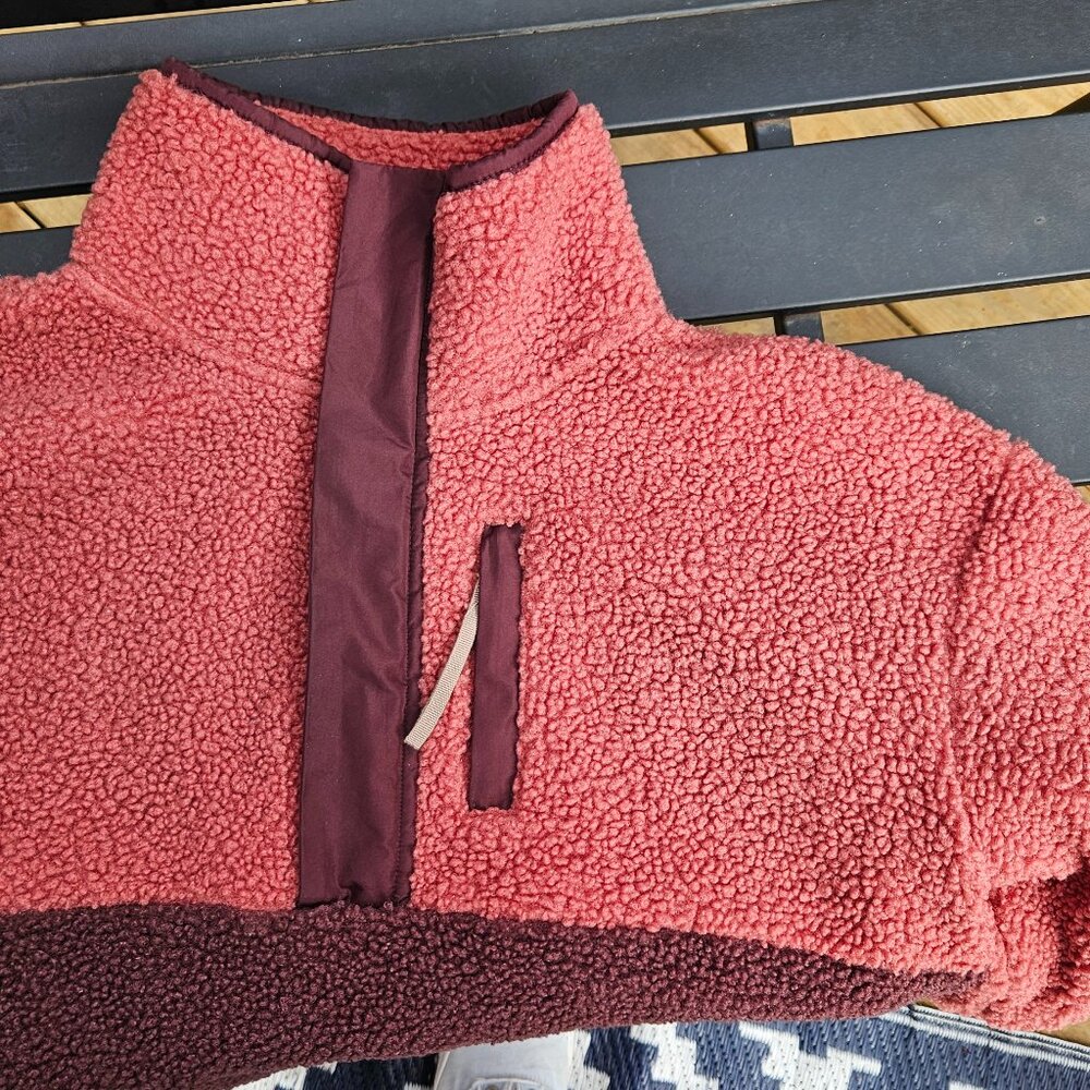 Avalanche Pink Grapefruit and Burgundy Fleece Zipper Pullover